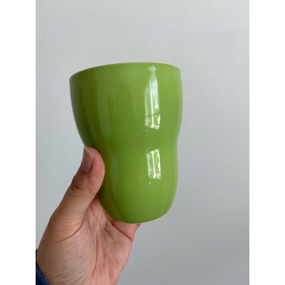 Starbucks Ceramic Tumblers Set 4 8oz Green Wavy Ergonomic Aida 2008 Mugs